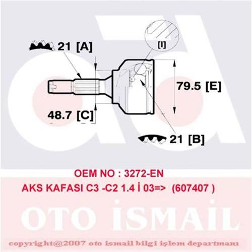 x AKS KAFASI DIŞ C3 -C2 1.4I-1.4HDI 02 15-1407