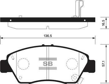 ÖN FREN BALATA BÜYÜK TİP HONDA CIVIC 1.6L B16A2 VTEC 16v 160hp 96-98 / 1.4L D14 3 kapı - hatchback 01-05 kalınlık : 16.50 mm