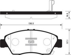 ÖN FREN BALATA BÜYÜK TİP HONDA CIVIC 1.6L B16A2 VTEC 16v 160hp 96-98 / 1.4L D14 3 kapı - hatchback 01-05 kalınlık : 16.50 mm