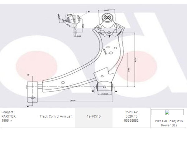 ALT SALINCAK KOMPLE SOL HİD.DRK. PARTNER 06.96 BERLINGO 07.97 XSARA 04.97 16mm