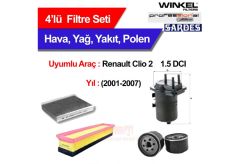 FİLTRE SET 4 LÜ CLİO 2 KANGOO 2 2 1,5 DCİ