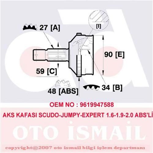 AKS KAFASI DIŞ SCUDO-JUMPY-EXPERT 1.6-1.9-2.0 95 ABS Lİ 15-1222