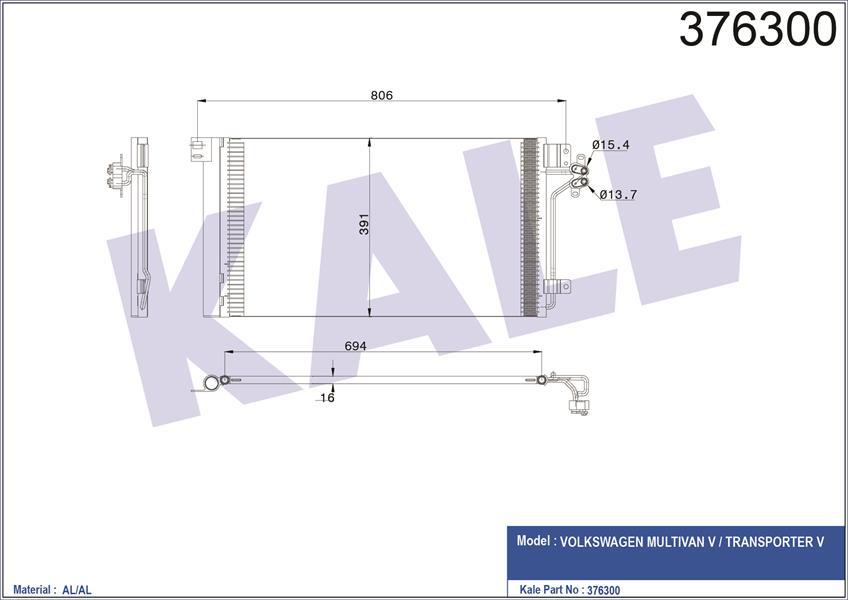 KLİMA KONDENSERİ TRANSPORTER T5-MULTIVAN 5 715x391x16 AL-AL