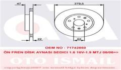 ÖN FREN AYNASI FIAT SEDICI 06 14 SUZUKI SX4 07 10 280x22x47 5 DELİK