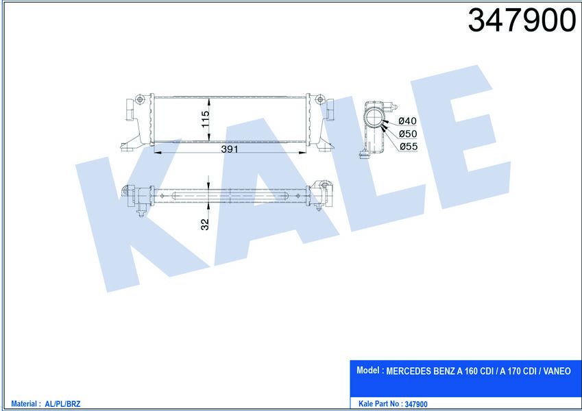 TURBOSARJ RADYATORU MERCEDES A-CLASS W168 01 04 VANEO 414 02 05