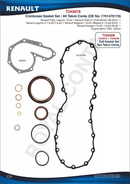 ALT TAKIM CONTA KEÇELİ KANGOO-MASTER-MEGANE 1.9 F9Q