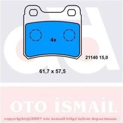 ARKA FREN BALATASI VECTRA A 88-95 ASTRA F 94-98 CALIBRA A 90-97 KADETT E 86-91 VECTRA B 96