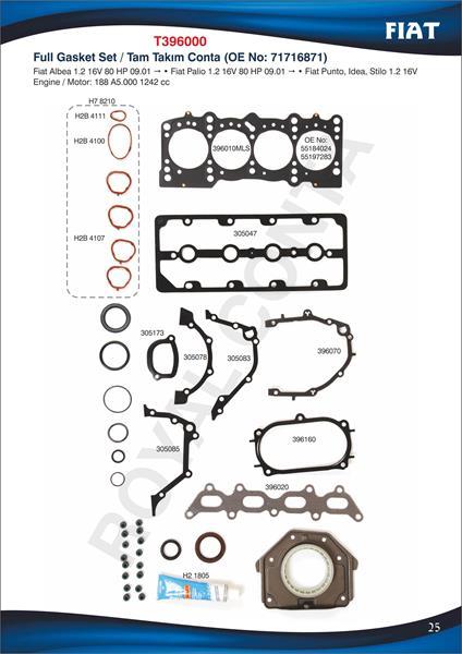 MOTOR TAKIM CONTA KEÇELİ ALBEA-MAREA 1.2 16V