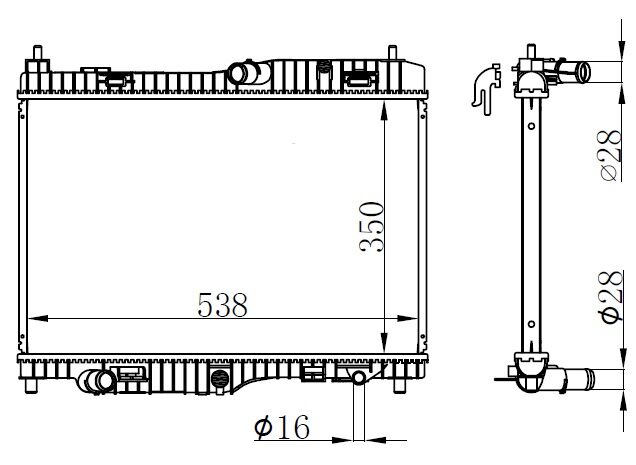 MOTOR SU RADYATORU FIESTA 08>12 VI 08> 1.4 EFI AT 1.4 1.6 OTOMATIK ŞANZIMAN 350 538 16