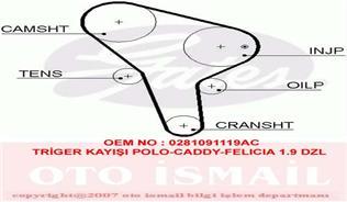 x TRİGER KAYIŞI 137x230 POLO 1.7D-1.9D 8V 94-01 -SKODA FELICIA 1.9D8V 96-00 -SEAT AROSA CT1012