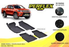 PERFLEX 3D X-MAT HAVUZLU PASPAS ÇEŞİTLERİ SİYAH TOYOTA HILUX 2015 3D X-MAT 5 PCS