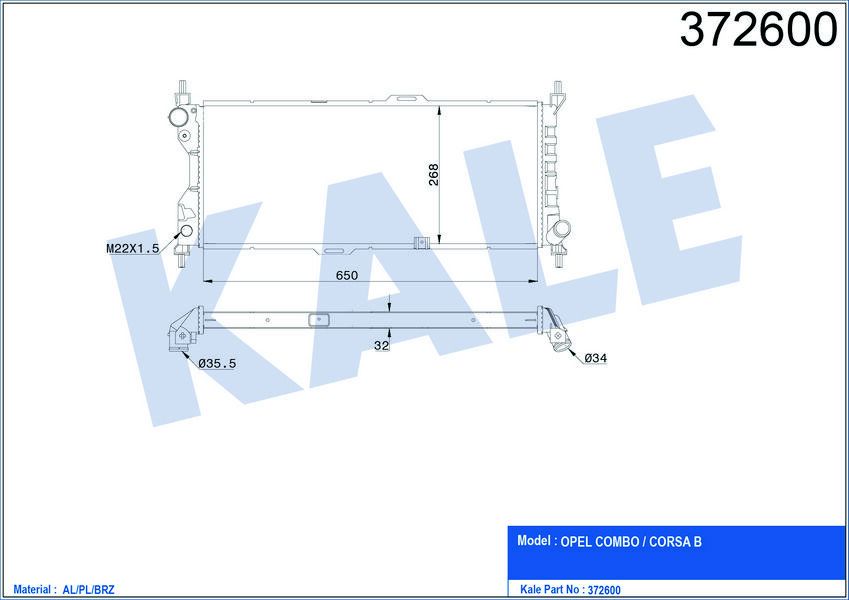 x RADYATÖR COMBO-CORSA-CORSA B AL/PL/BRZ 650x268x32