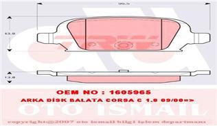ARKA BALATA CORSA C 1.4 1.7 CDTİ 1.8 09/00 TIGRA TWINTOP 1.3 CDTİ 6.04