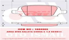 ARKA BALATA CORSA C 1.4 1.7 CDTİ 1.8 09/00 TIGRA TWINTOP 1.3 CDTİ 6.04