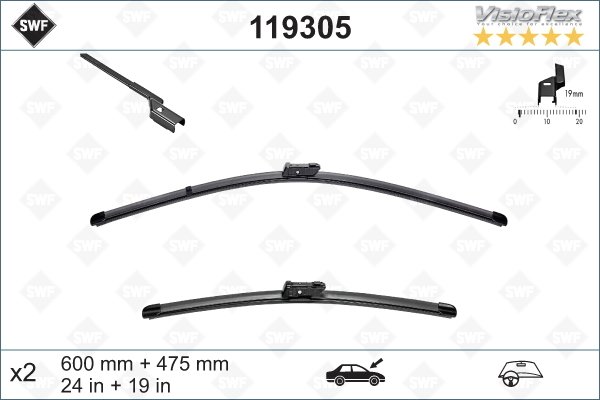 SİLECEK SÜPÜRGESİ ÖN ÜSTTEN BASMALI GOLF5-GOLF6-JETTA-PASSAT-CADDY-YETI 600 x 475 mm