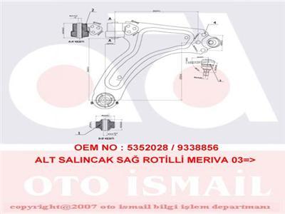 ALT SALINCAK KOMPLE SAĞ OPEL MERIVA A 03 10
