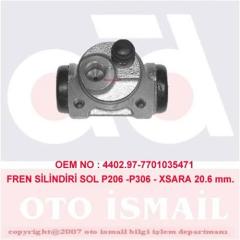 ARKA FREN SİLİNDİRİ SOL P206 1.4 98>12 P301 12> P306 94-01 C-ELYSEE 12> XSARA 97>05 20.64mm ZX 91>97 ABS SİZ