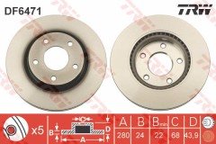 ÖN FREN AYNASI NISSAN JUKE 10 19 PULSAR 14 280x24x43.9 5 DELİK