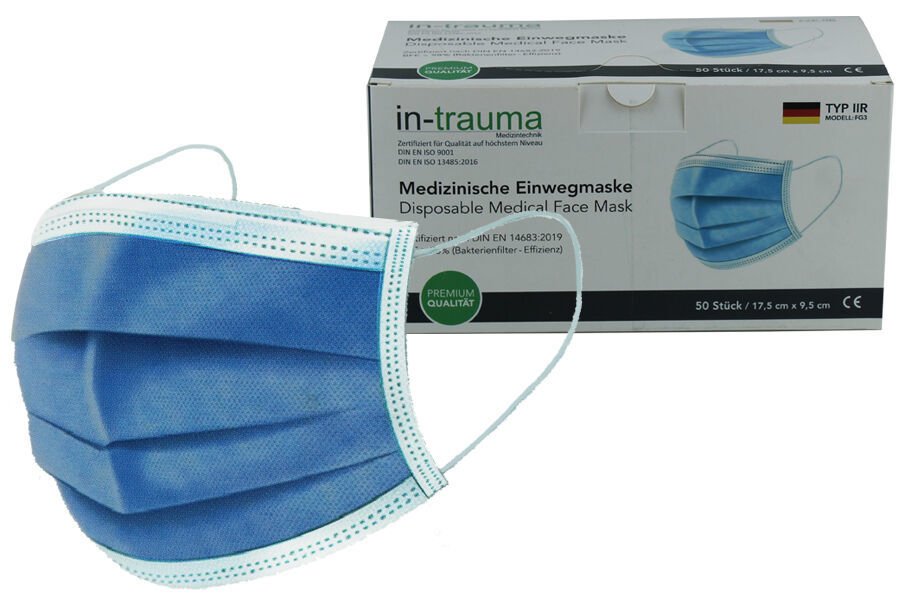 3 KATLI MEDİKAL LASTİKLİ TELLİ YÜZ MASKESİ MAVİ MELTBLOWN HIRDAVAT