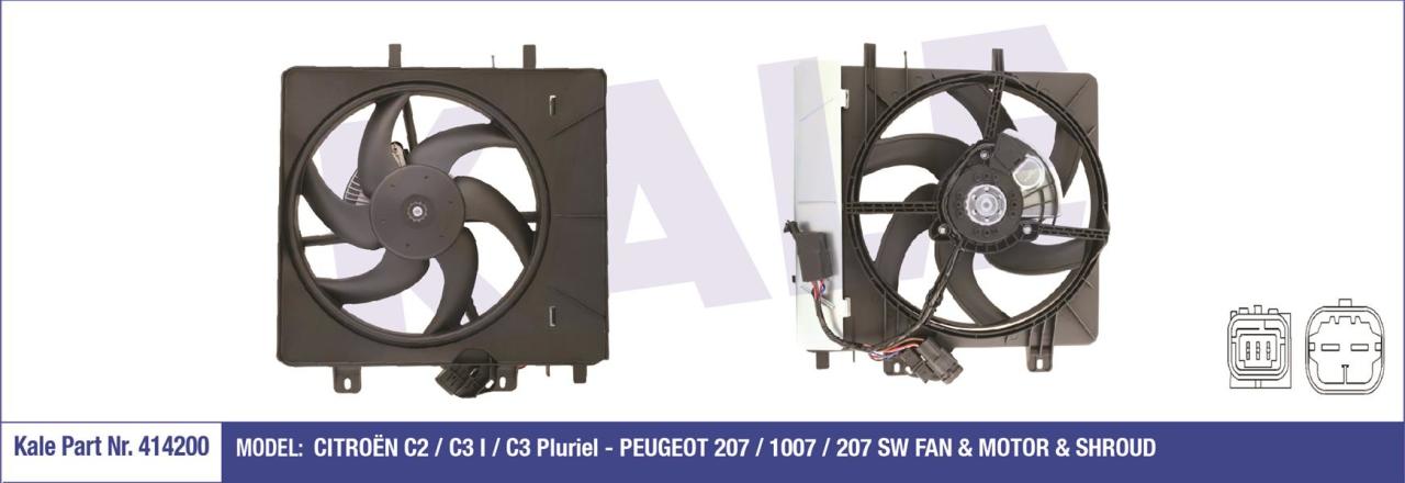 FAN MOTORU DAVLUMBAZLI 207 06 1007 05 C2 03 C3 02 1.4-1.4 16V-1.6 16V 250W-335mm