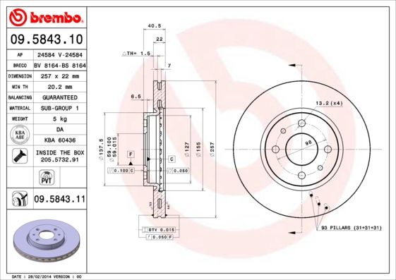 ÖN FREN AYNASI DOBLO-LINEA-FIORINO-BIPPER-NEMO-LINEA-500-BRAVO-MITO-IDEA 15JNT 257.5x22x4DLxHAVALI
