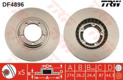 ÖN FREN AYNASI STAREX 2.5TCI-2.5CRDİ 02 H100 2.5CRDİ 03-06 KIA BONGO TCI 05 274x26x5DLxHAVALI