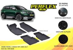 PERFLEX 3D X-MAT HAVUZLU PASPAS ÇEŞİTLERİ SİYAH SKODA YETI 2009-2017 3D X-MAT 5 PCS