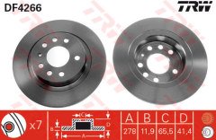 ARKA FREN AYNASI VECTRA C 02 SIGNUM 03 SAAB 9.3 02 CROMA 05 278x12x5DL DOLU
