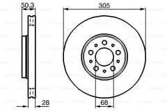 ÖN FREN AYNASI VOLVO S60 00-10 S80 98-06 V70 97-07 XC70 00-07 305x25x5DLx BÜYÜK TİP DELİKLİ -986478494-DF4053S