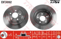 ARKA FREN AYNASI SUBARU IMPREZA 1.6 2.0 96/12.00 FORESTER 2.0 97 LEGACY 89/8.03 265.5x10x5DL