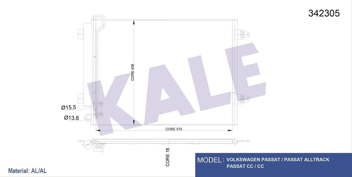 KLİMA KONDENSERİ PASSAT 05 577x439x16 AL/BRZ