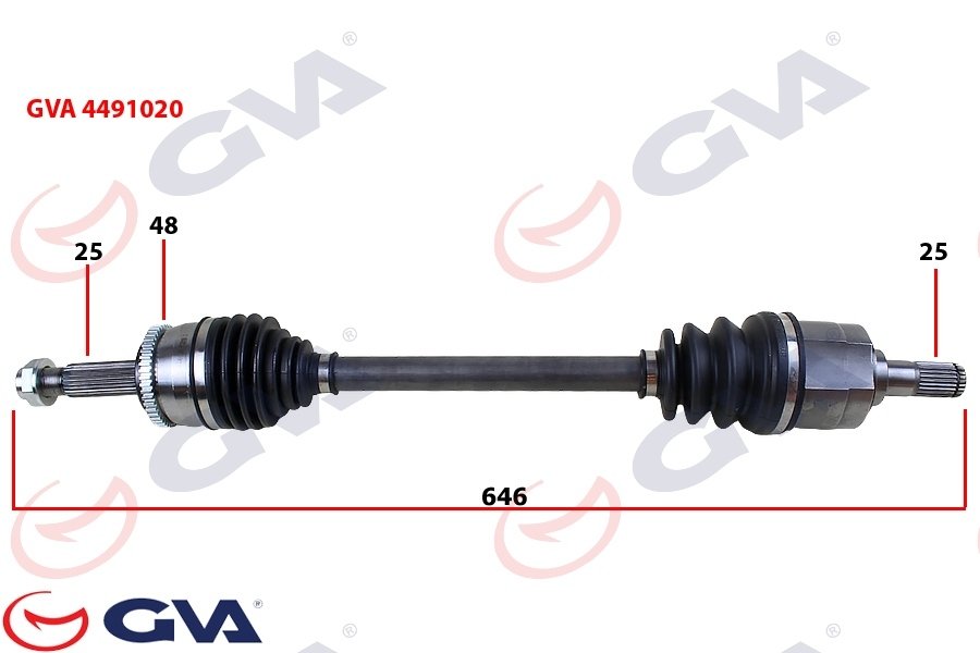 KOMPLE AKS SOL HYUNDAI İ20 1.4L D4FC CRDİ 08-15 ABS Lİ 25X27 - ABS 48 DİŞ KOMPLE BOY 646MM