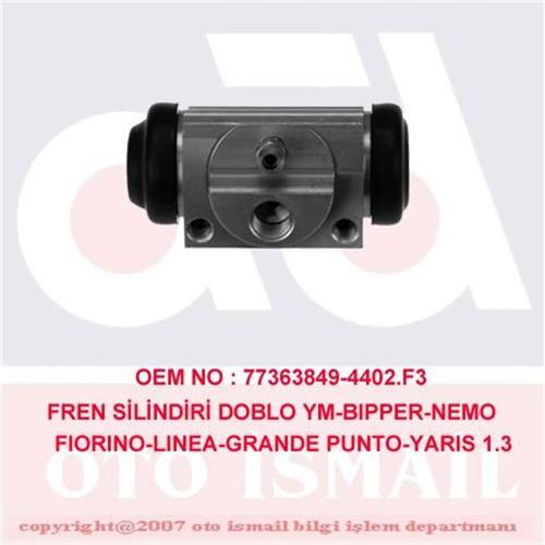 FREN SİLİNDİRİ ARKA FIAT DOBLO-FIORINO-PUNTO-PANDA-ALBEA TOYOTA YARIS 05> CITRO N NEMO 09> PEUGEOT BIPPER 09> OPEL COMBO 12> LANCIA YPSILON 12> 20.64MM
