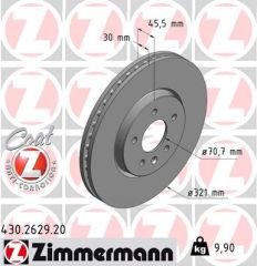 ÖN FREN AYNASI 17 INÇ ASTRA J 09 ZAFIRA C 11 321x30x28/5D/HAVALI 13502826