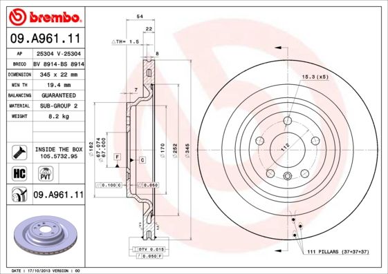 FREN DISKI ARKA 4-matic MERCEDES W166 X166 C292
