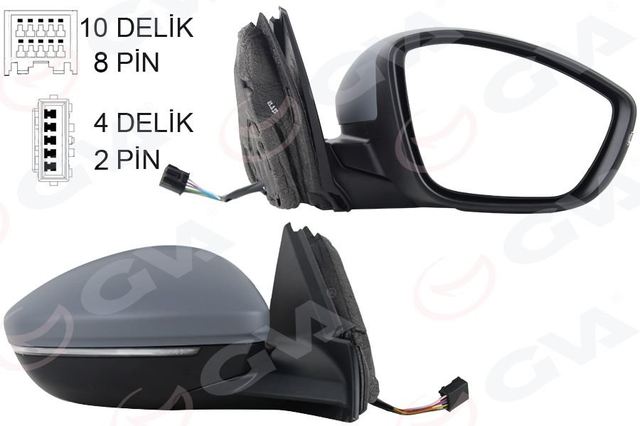 DIŞ DİKİZ AYNASI SAĞ ELEKTRİKLİ ISITMALI SİNYALLİ KATLANIR SENSÖRLÜ ASTARLI KONVEKS 208 19- CORSA F 19- 10H8P 4H2P