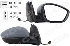 DIŞ DİKİZ AYNASI SAĞ ELEKTRİKLİ ISITMALI SİNYALLİ KATLANIR SENSÖRLÜ ASTARLI KONVEKS 208 19- CORSA F 19- 10H8P 4H2P