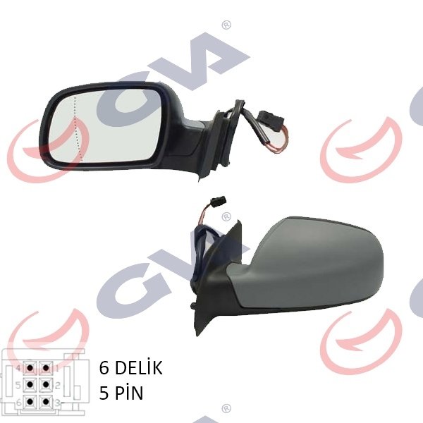 DIŞ DİKİZ AYNASI SOL 307 02> ELEKTRİKLİ ISITMALI ASTARLI ASFERİK 5 FİŞ VM-207EHPAL