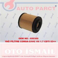 YAĞ FİLTRESİ ASTRA G 00-05 -ASTRA H 04 CORSA C 00 COMBO 01 MER4A 03-10 1.7CDTI-DTI FEO11503 U
