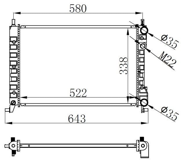 RADYATÖR BRAZİNG PALIO-ALBEA-STRADA 96>1.2-1.4-1.6 16V KLİMASIZ MEK 522x359x23