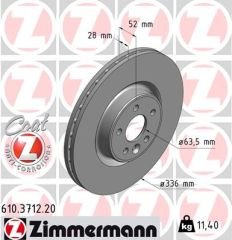 ON FREN DISK AYNASI HAVALI VOLVO S60 2 10 15 S80 2 06 V60 1 11 15 V70 3 07 15 XC70 2 09 15 336cm CAP