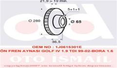 ÖN FREN AYNASI GOLF 4 97-06 BORA 98-05 OCTAVIA 99 TOLEDO 2-LEON 99-06 A3 99 280x22x5DLxHAV
