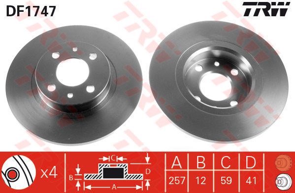 ON FREN DISKI TEMPRA-TIPO-MAREA-BRAVA-BRAVO 96 ALFA ROMEO 145-146 LANCIA DELTA-YPSILON 257x12x4DL