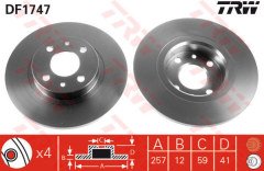 ON FREN DISKI TEMPRA-TIPO-MAREA-BRAVA-BRAVO 96 ALFA ROMEO 145-146 LANCIA DELTA-YPSILON 257x12x4DL