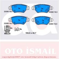 ARKA FREN DİSK BALATA ASTRA G 98>05 ZAFIRA A 98>05 CORSA C-COMBO C 03>09