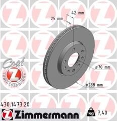 ÖN FREN AYNASI VECTRA B 96 02 SAAB 9-2/9-3 93 03 288x25x7DLxHAVALI 32025723-569357-93182306