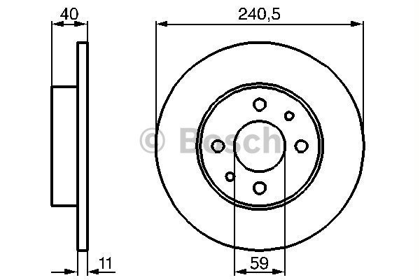 ON FREN DISKI FIAT 500 500C 07> TİPO-PUNTO-TEMPRA-PANDA-MAREA-BRAVO 96> ALFA ROMEO 145-146-155 92> FORD KA 08>12 240.5x11 4DELİK