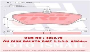 ÖN FREN BALATASI 407 2.0HDİ 2.2 2.2HDİ 04 C5 08 C6 2.2HDI 173FAP/2.7HDI 3.0 V6 09/05