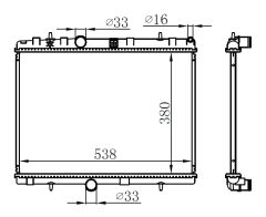 RADYATÖR C-ELYSEE-C3-C4-C5 1-P207-P208-P301-P307-P308-P407-P3008-P5008-RCZ 09> MT 380X538X16 BRAZI NG