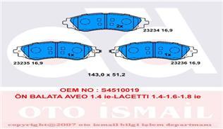 ÖN BALATA AVEO 1.4 ie-LACETTI 1.4-1.6-1.8 ie 05 -REZZO 1.6-2.0 ie 05